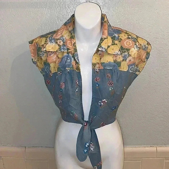 Vintage, Floral, Crop Top - Picture 1 of 6